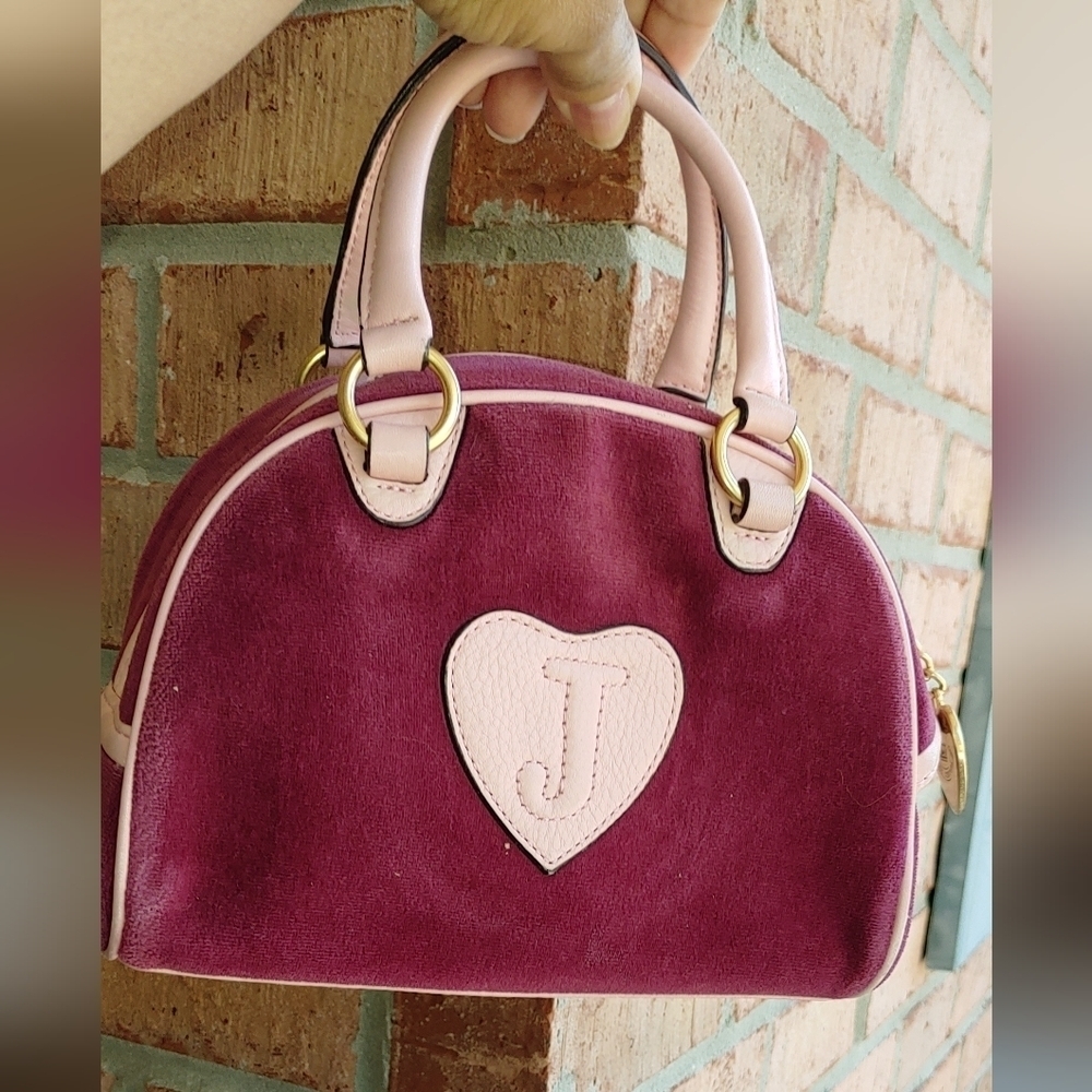 NEW RARE AUTHENTIC JUICY COUTURE "COUTURE IS BLISS" BURGUNDY VELOUR HANDBAG S… - Picture 5 of 16